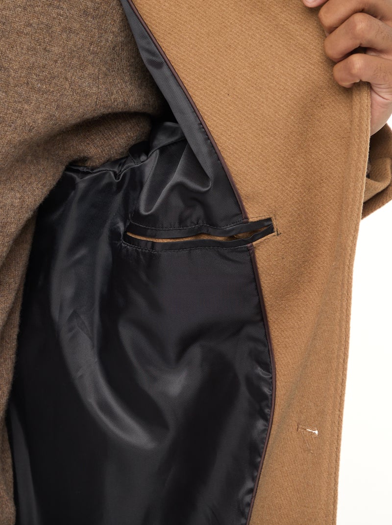 Manteau long uni Marron - Kiabi
