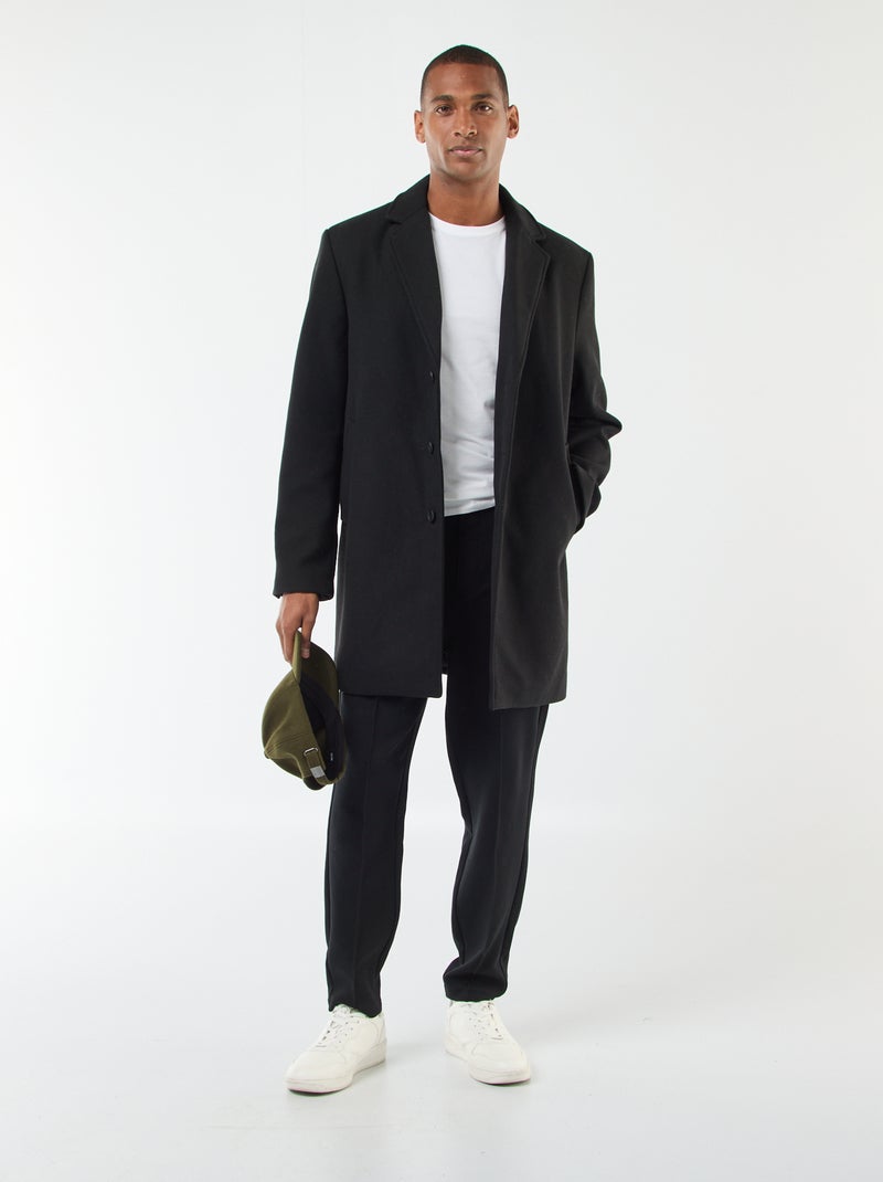 Manteau long uni Noir - Kiabi