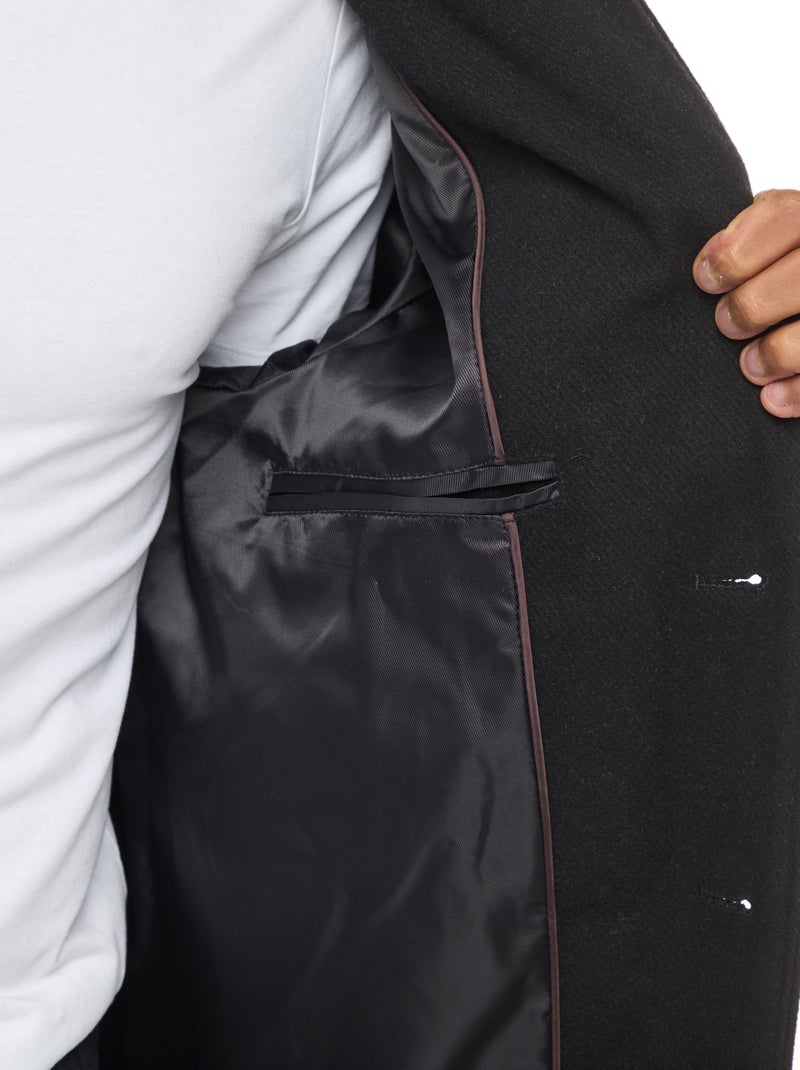 Manteau long uni Noir - Kiabi