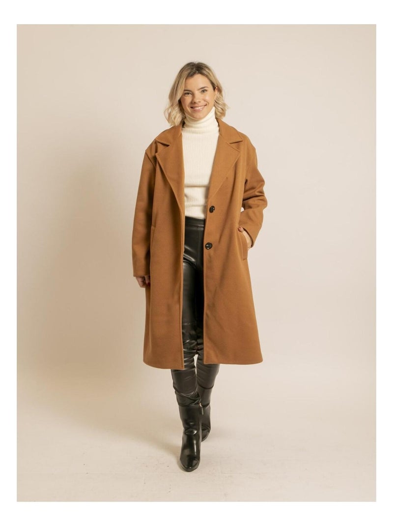 Manteau long URANIA Marron caramel - Kiabi