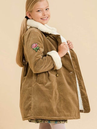 Manteau Long   Velours Beige Fausse Fourrure  ANOUSHKA - La Faute à Voltaire