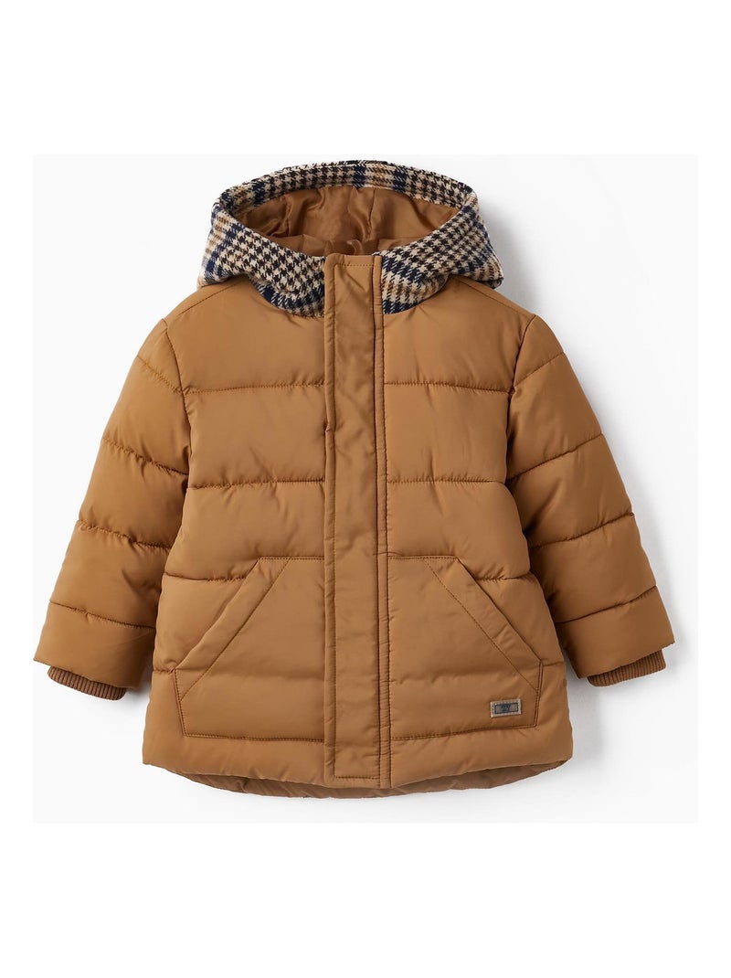 Manteau Matelassé à Capuche à Carreaux pour Bébé Garçon   LITERATURE CLUB Beige - Kiabi