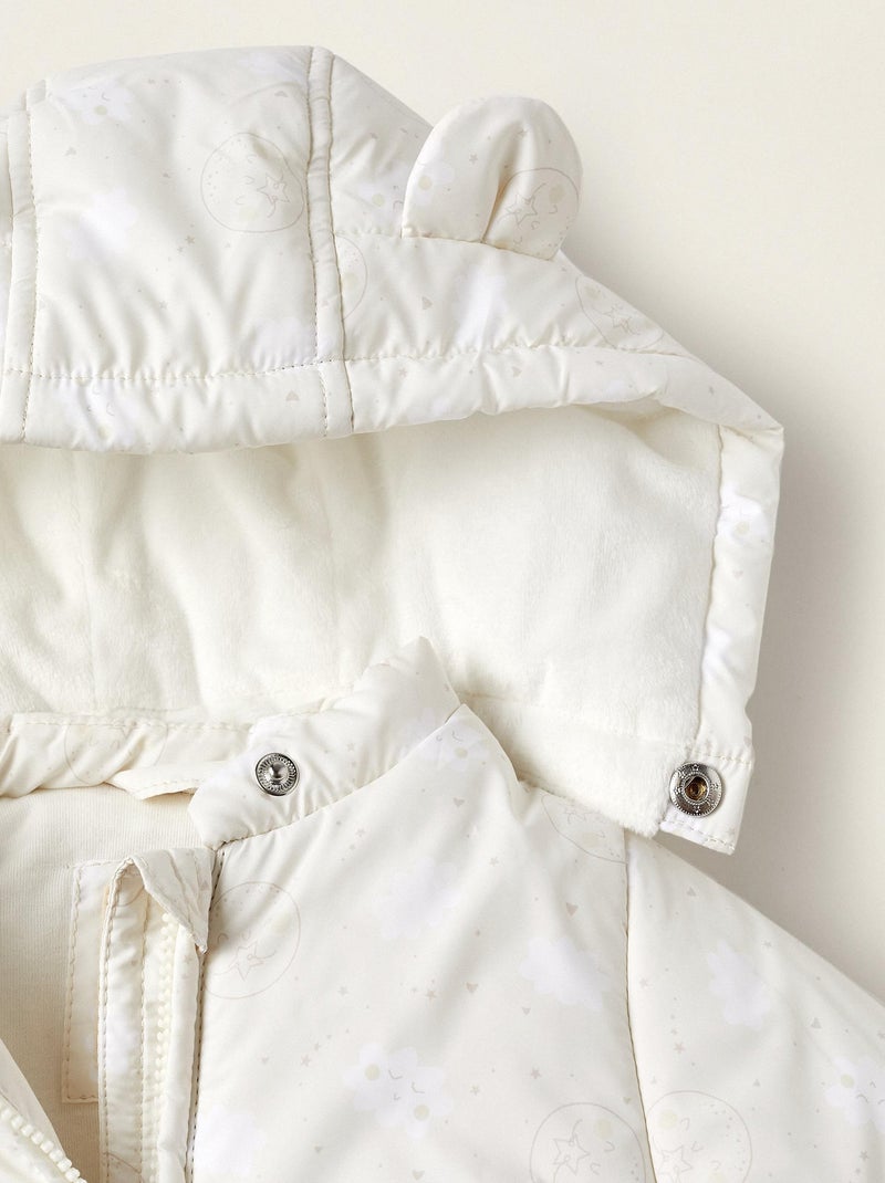 Manteau Matelassé avec Capuche avec Oreilles pour Bébé Fille 'Stars & Moons'  SUNRISE BLISS Blanc - Kiabi