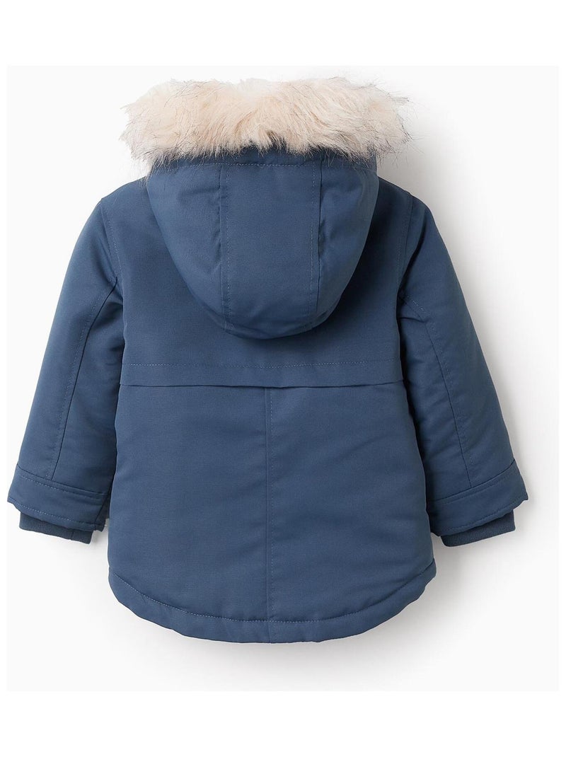 Manteau matelassé, avec capuche, doublure sherpa NOVEAUX NATURE Bleu foncé - Kiabi