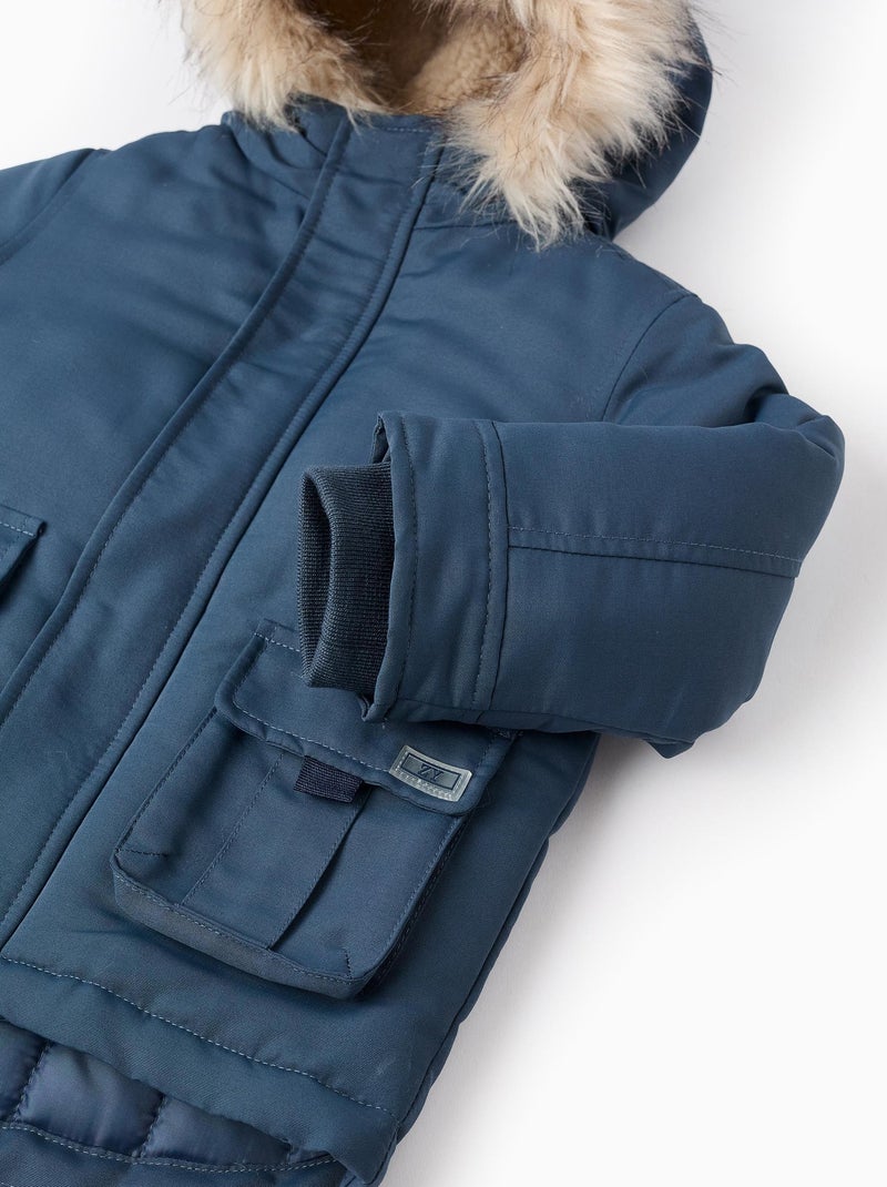 Manteau matelassé, avec capuche, doublure sherpa NOVEAUX NATURE Bleu foncé - Kiabi