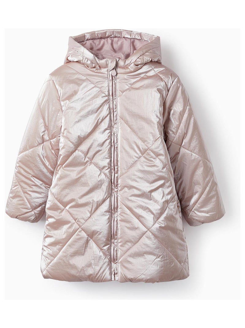 Manteau matelassé avec capuche pour fille   GIRLS N' ROSES Mauve - Kiabi