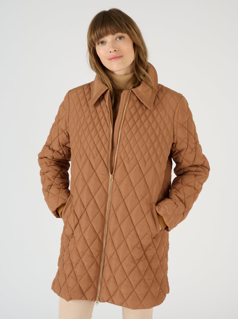 Manteau matelassé col chemisier Thermolactyl - Damart Beige coquille - Kiabi