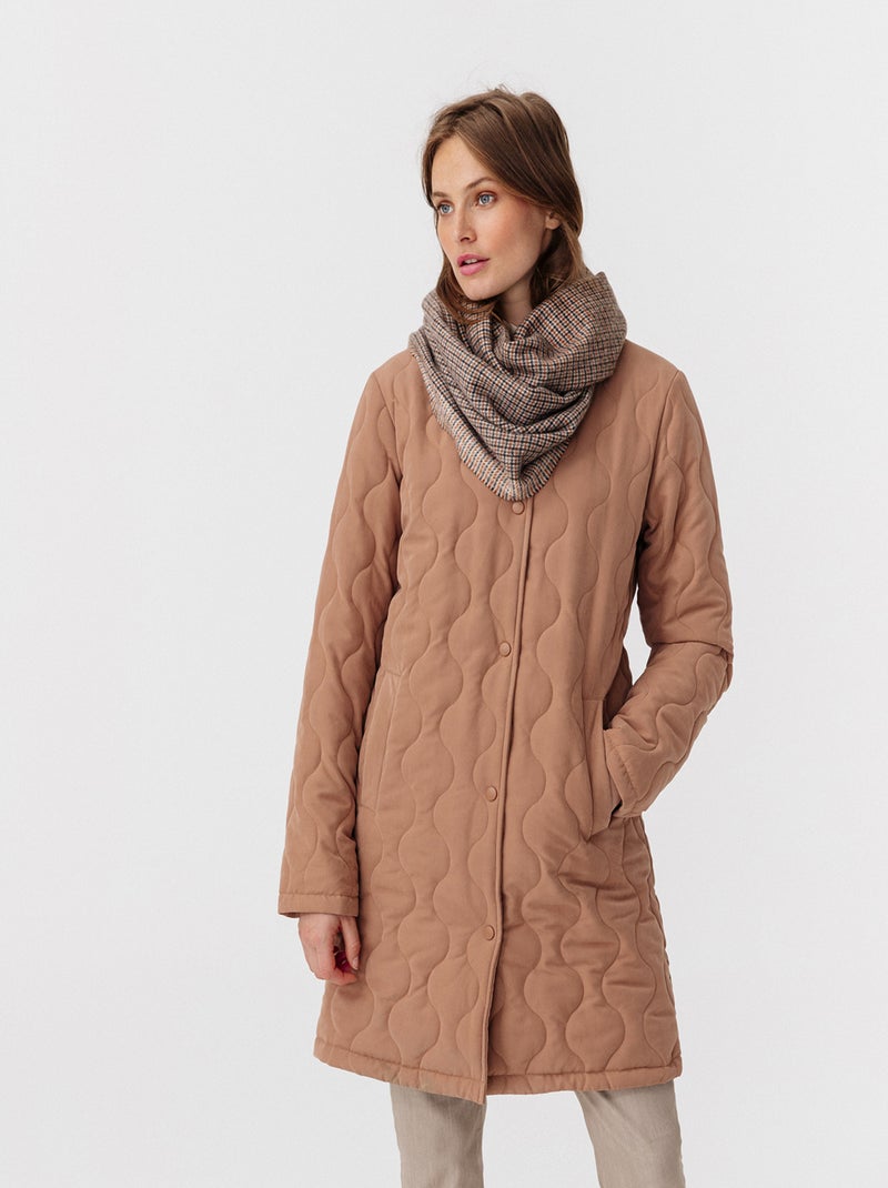Manteau matelassé col rond - Damart Marron - Kiabi