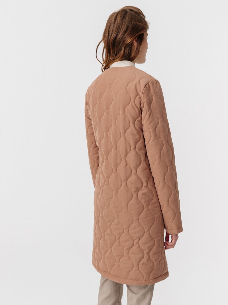 Manteau matelassé col rond - Damart Marron - Kiabi