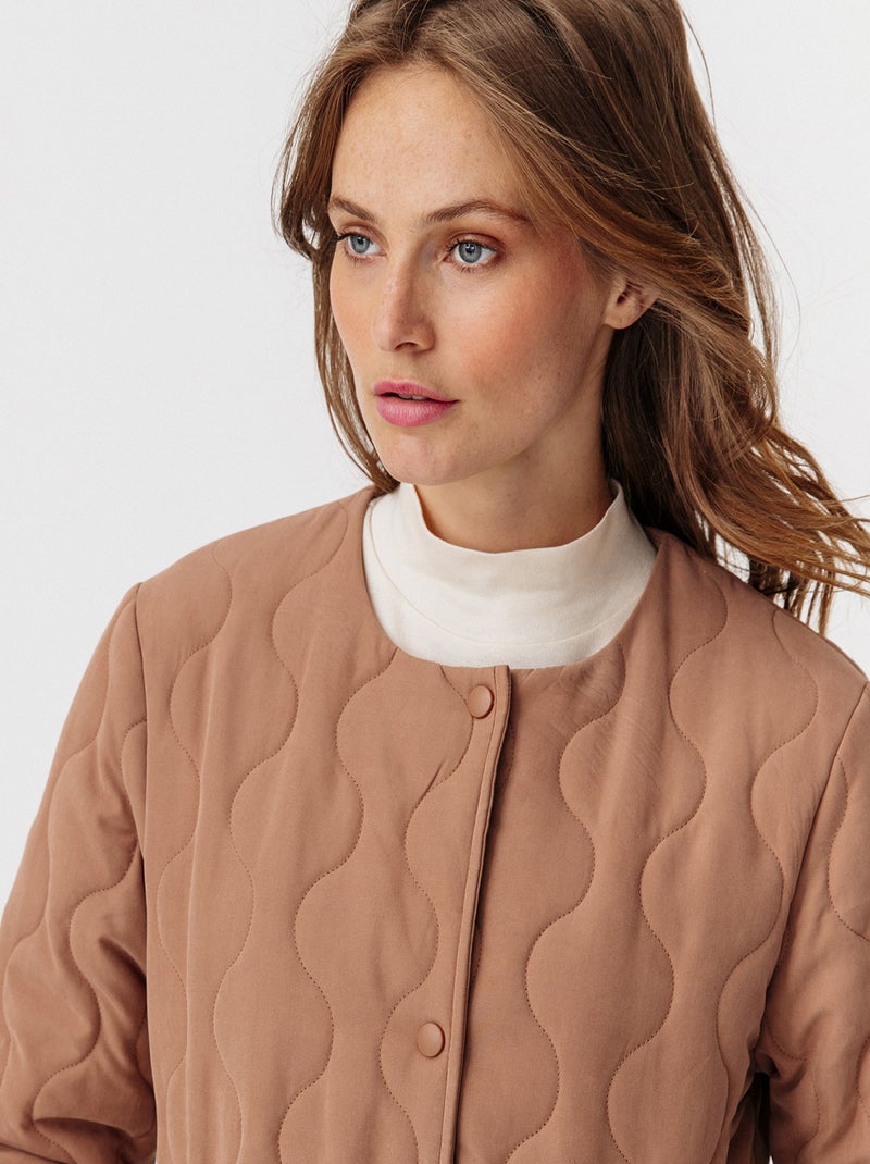 Manteau matelassé col rond - Damart Marron - Kiabi