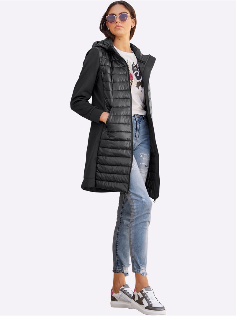 Manteau Matelassé Motif Matelassé - Taille Standard - helline Noir - Kiabi