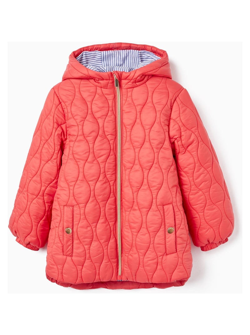 Spring Fille Manteau matelassé rouge pour fille. Avec capuche SPRING BEGINS - Rose ...