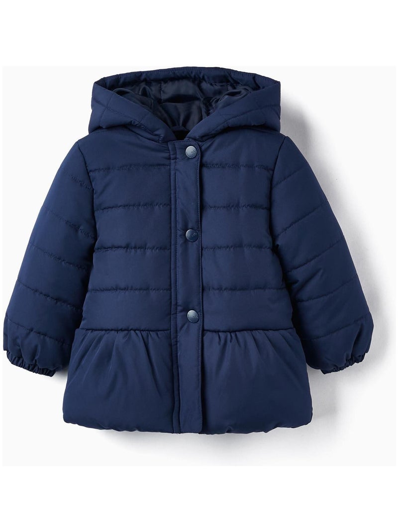 Manteau matelassée Peplum avec capuche pour bébé fille   GREAT GOALS GREAT WORLD Bleu foncé - Kiabi