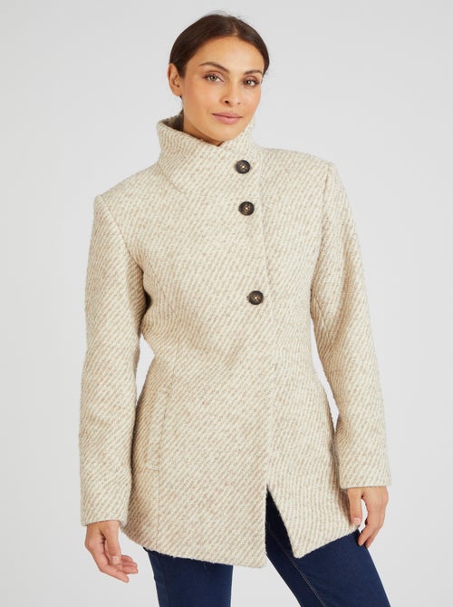 Manteau mélange laine chiné doublé Thermolactyl - Damart - Kiabi