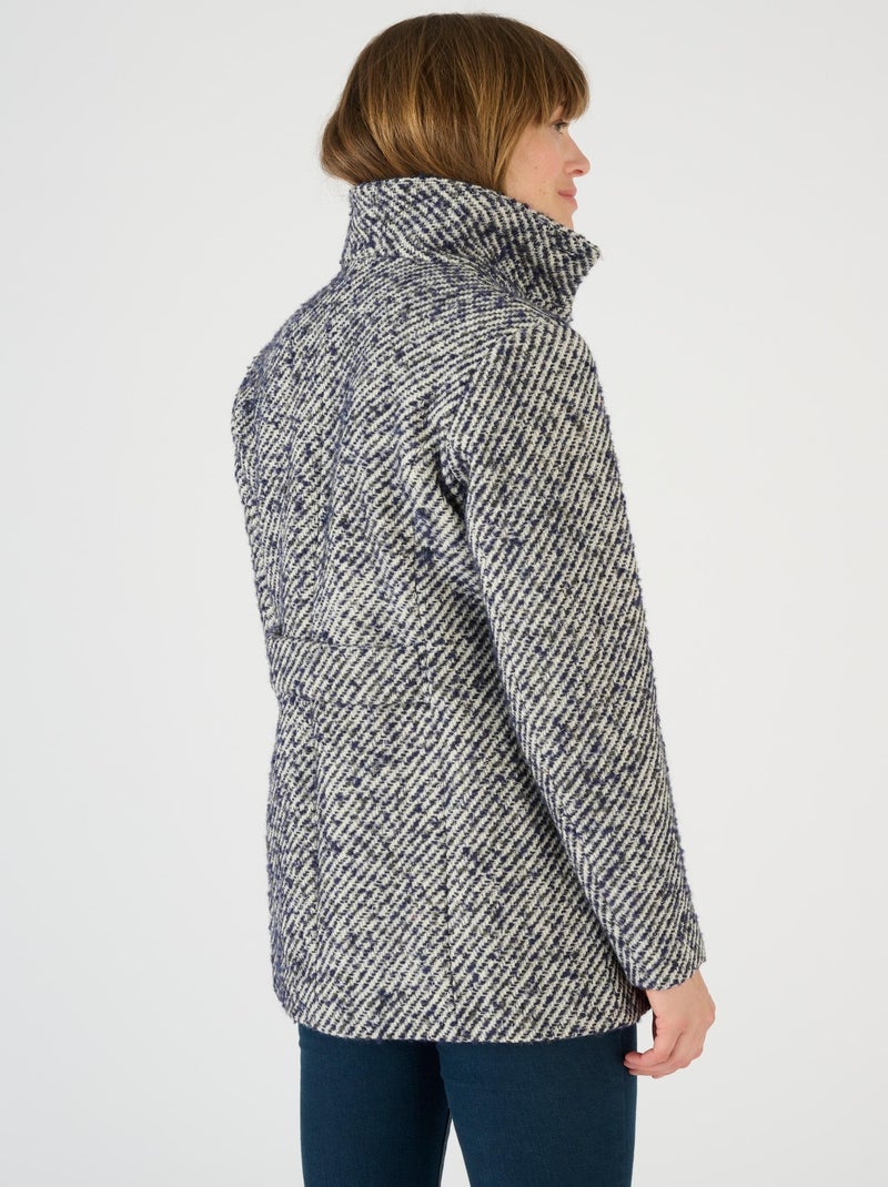 Manteau mélange laine chiné doublé Thermolactyl - Damart Bleu marine - Kiabi