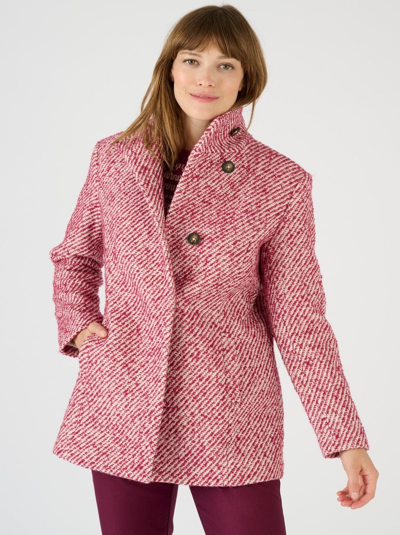 Manteau mélange laine chiné doublé Thermolactyl - Damart Rose - Kiabi