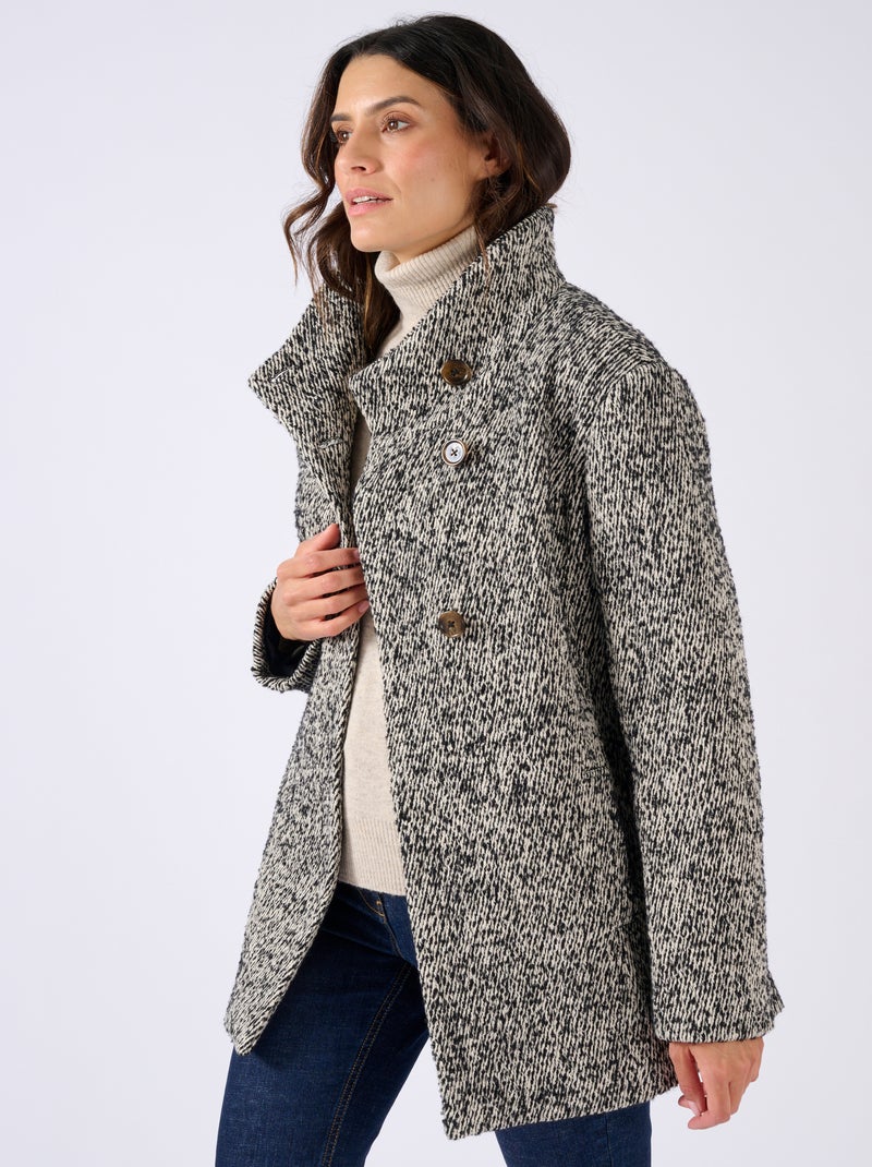 Manteau mélange laine Thermolactyl  - Damart Noir - Kiabi