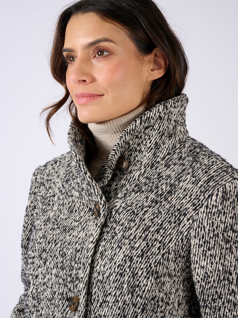 Manteau mélange laine Thermolactyl  - Damart Noir - Kiabi