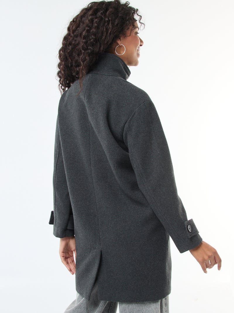 Manteau mi-cuisse avec double boutonnage Gris - Kiabi