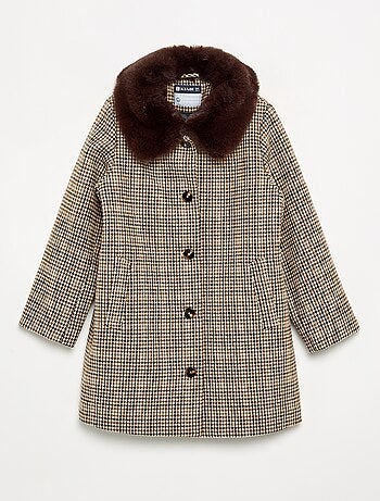 Manteau mi-long avec col en fourrure amovible