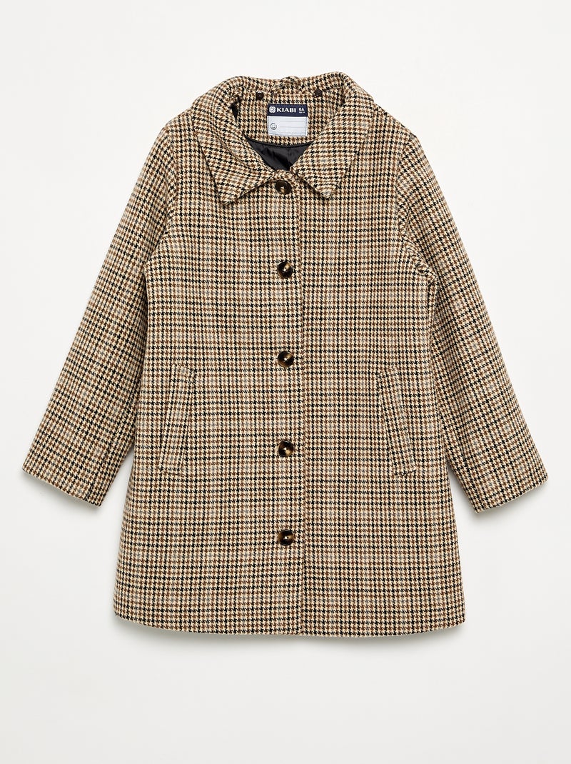 Manteau mi-long avec col en fourrure amovible Marron - Kiabi