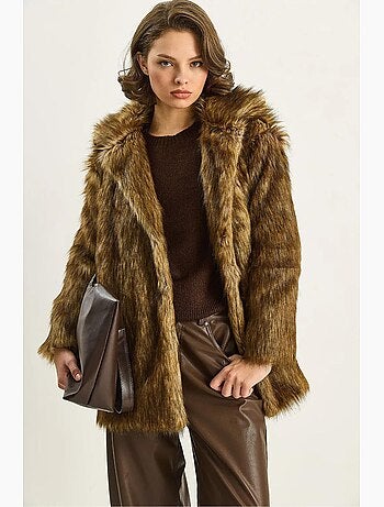 Manteau mi-long bouffant coupe décontractée avec col chemise lucci