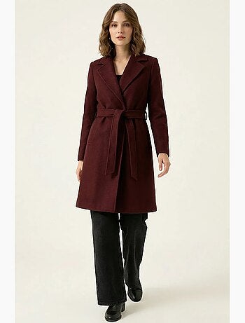 Manteau mi-long ceinturé à col veste bdart
