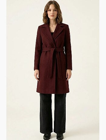 Manteau mi-long ceinturé à col veste bdart