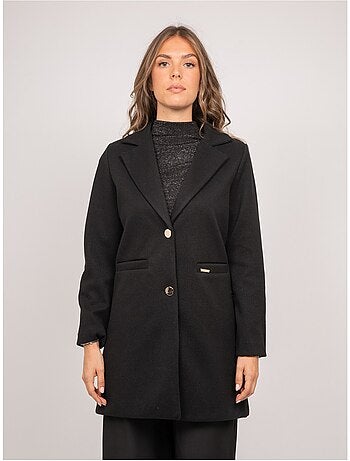 Manteau mi-long col tailleur boutons dorés ultema