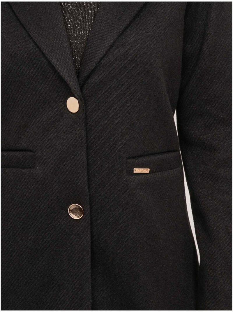 Manteau mi-long col tailleur boutons dorés ultema Noir - Kiabi