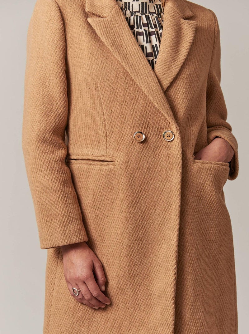 Manteau mi-long en drap de laine 'Deeluxe' Marron cappuccino - Kiabi