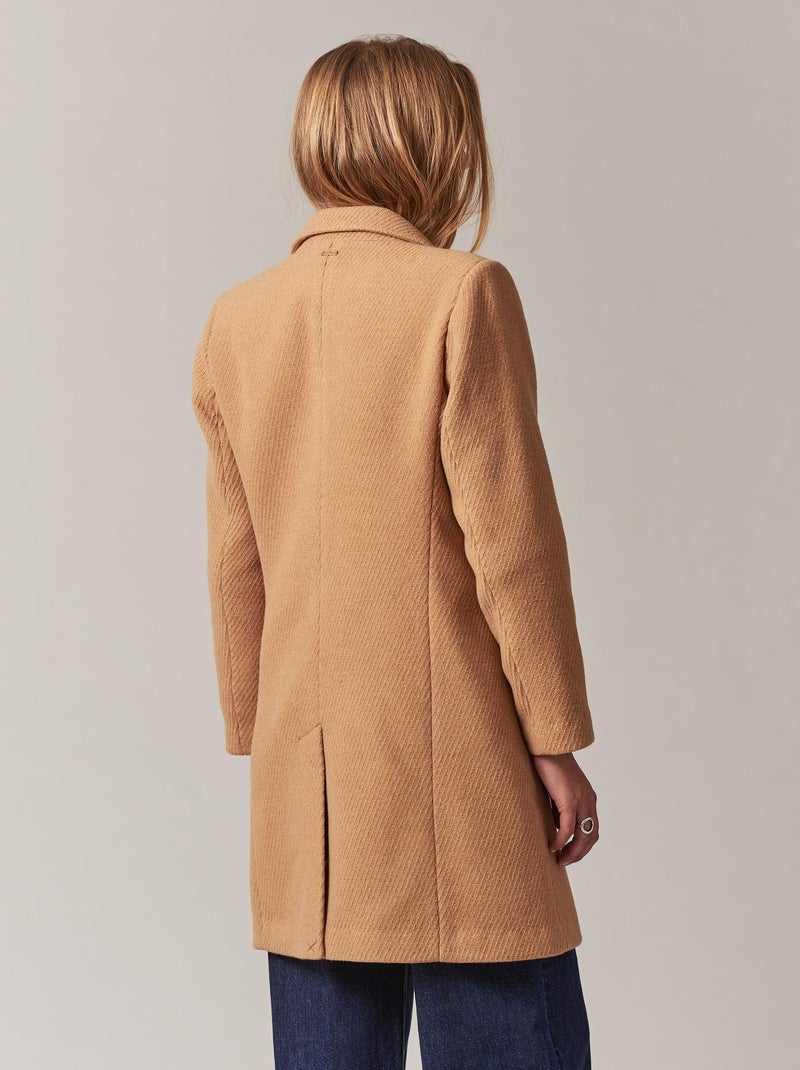 Manteau mi-long en drap de laine 'Deeluxe' Marron cappuccino - Kiabi