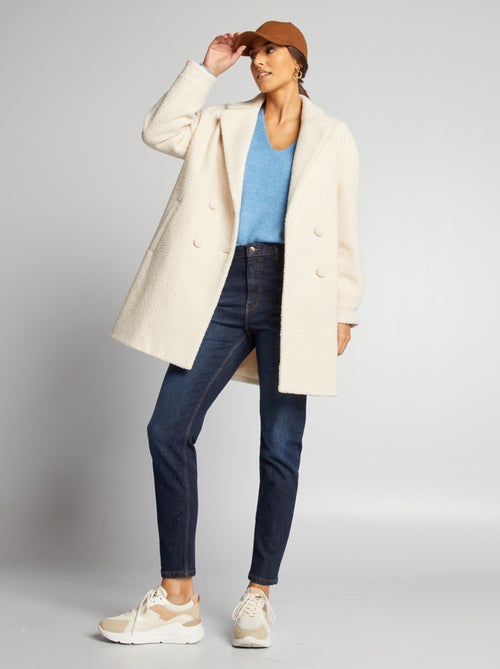Manteau mi-long en maille bouclette - Kiabi