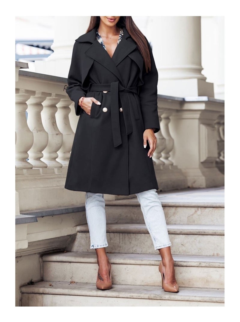 Manteau Mi Long Kebello Noir Noir - Kiabi