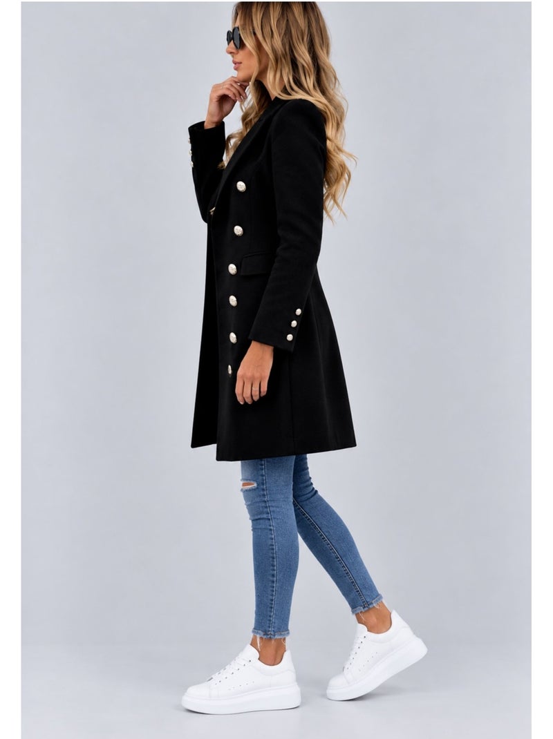 Manteau mi long kebello Noir Noir - Kiabi