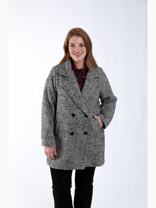 Manteau mi-long motif chevrons PAPRIKA - Kiabi