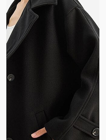 Manteau mi-long oversize en gabardine avec fermeture boutonnée lucci