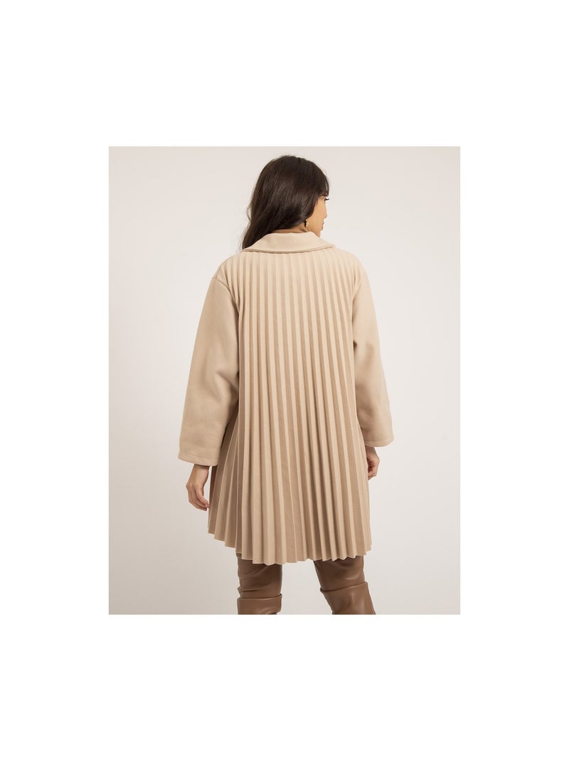Manteau mi-long plissé ULBAD Beige - Kiabi