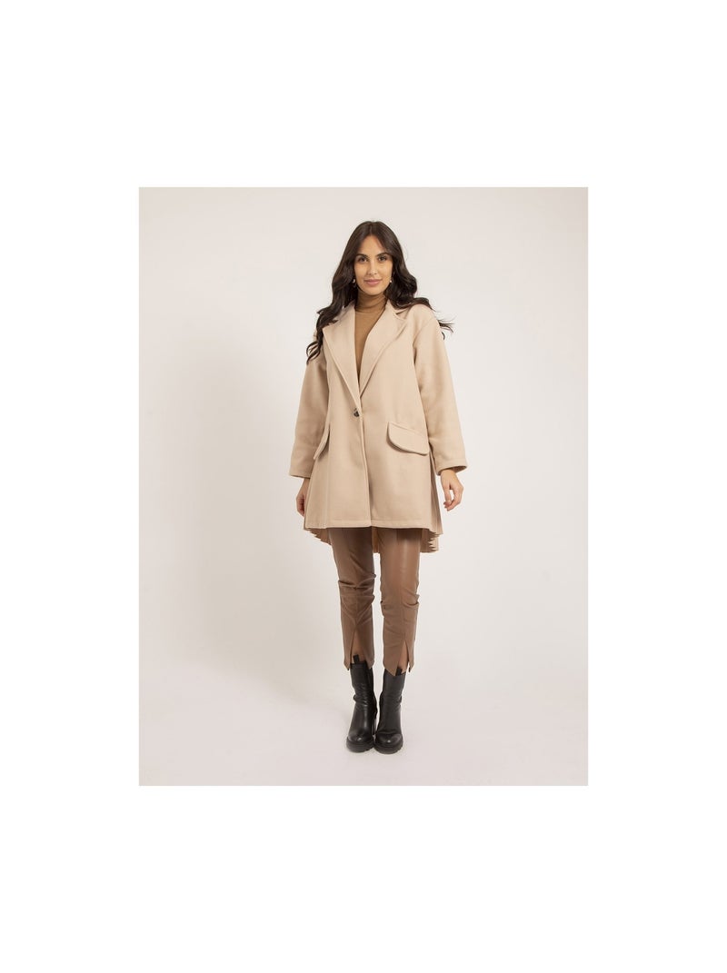 Manteau mi-long plissé ULBAD Beige - Kiabi