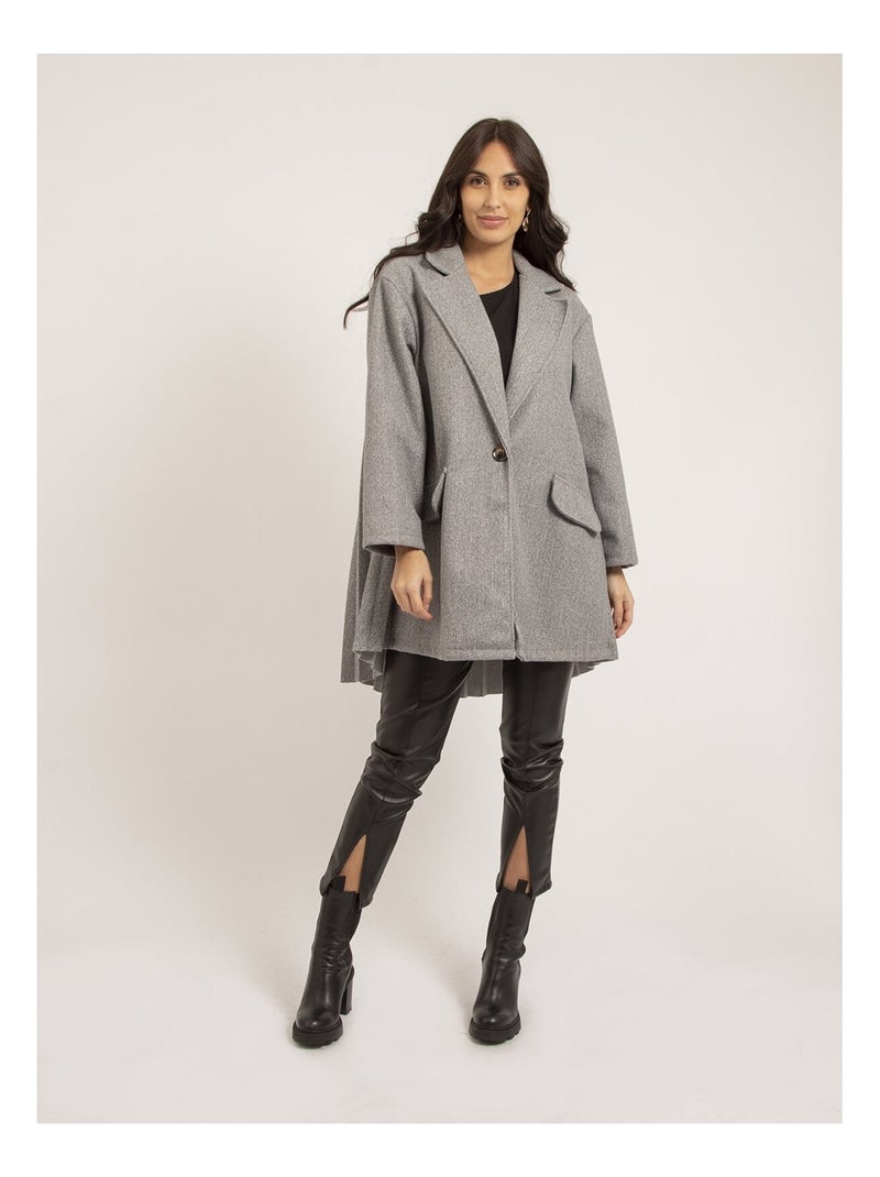 Manteau mi-long plissé ULBAD Gris - Kiabi