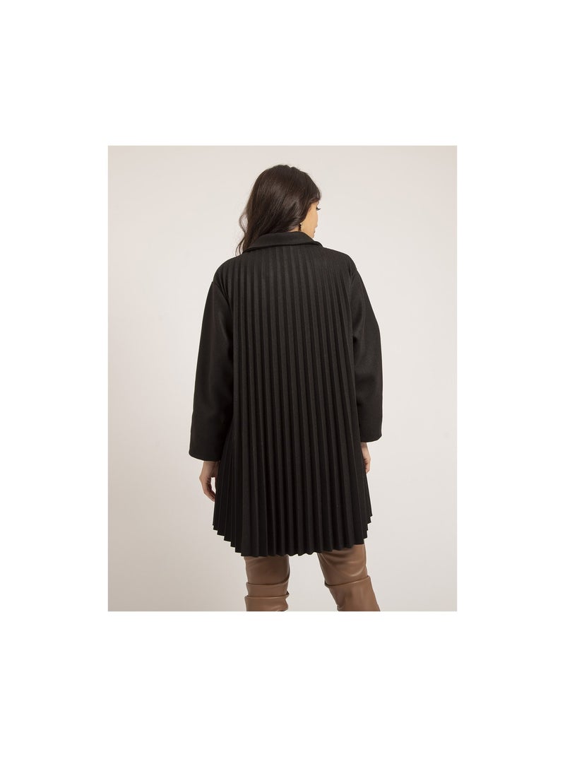 Manteau mi-long plissé ULBAD Noir - Kiabi