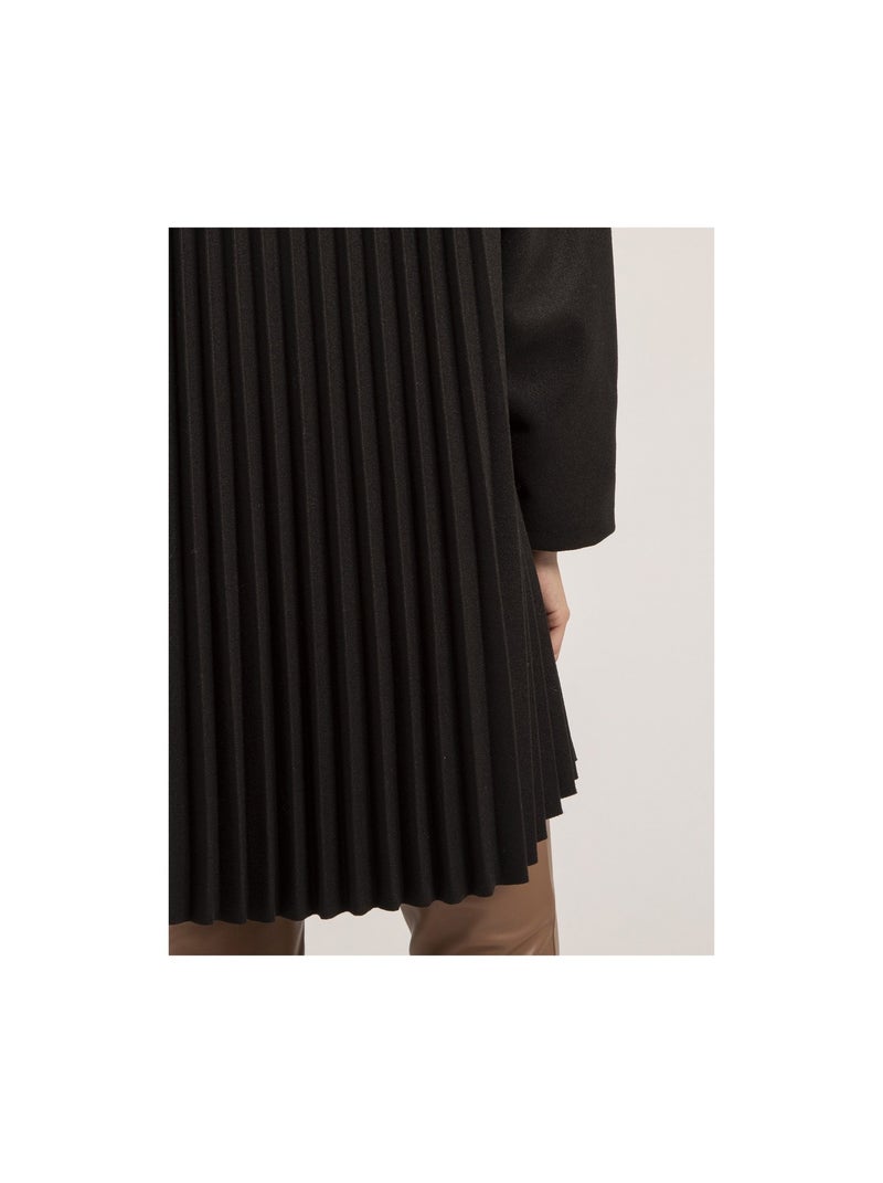 Manteau mi-long plissé ULBAD Noir - Kiabi