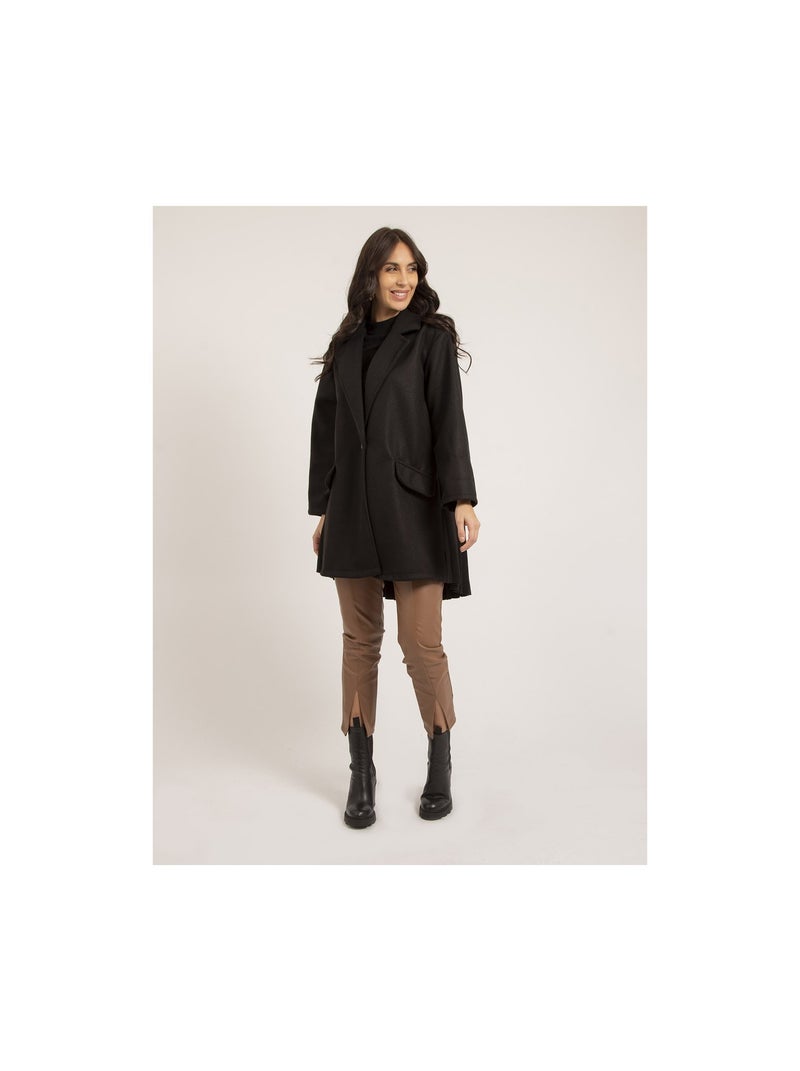 Manteau mi-long plissé ULBAD Noir - Kiabi