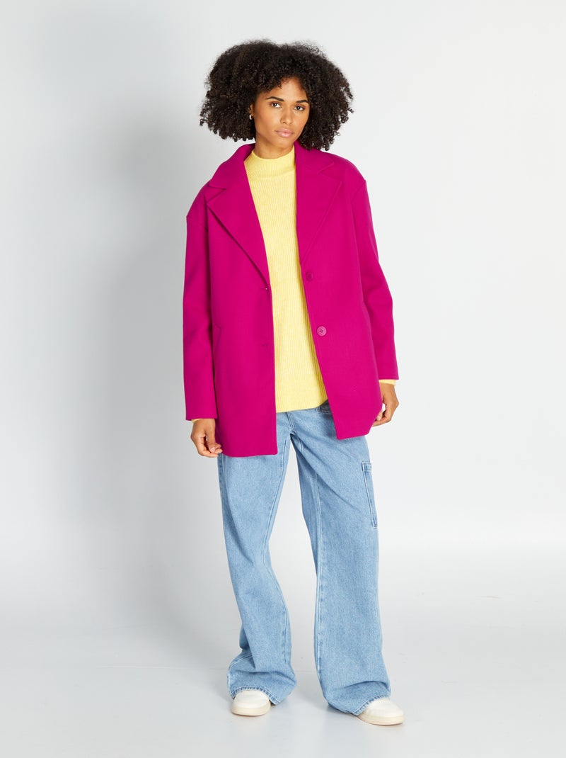 Manteau mi-long Rose - Kiabi