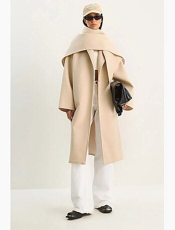 Manteau oversize à col châle et boutons lucci
