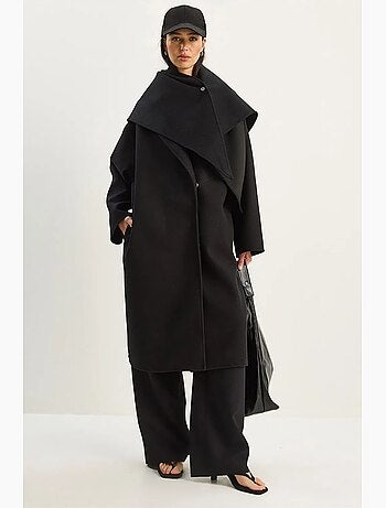 Manteau oversize à col châle et boutons lucci