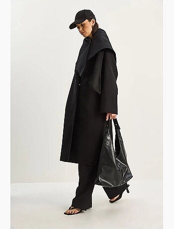 Manteau oversize à col châle et boutons lucci
