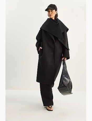 Manteau oversize à col châle et boutons lucci