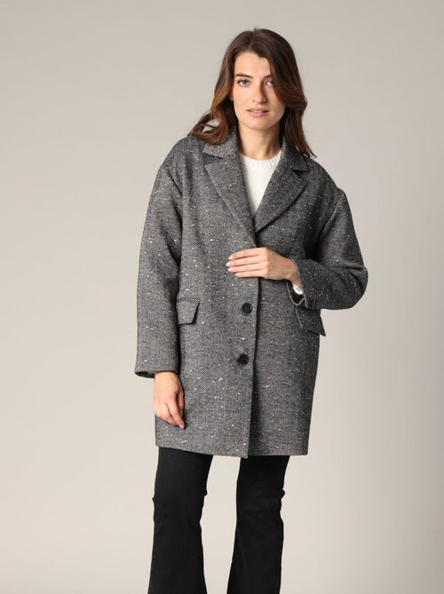 Manteau oversize à motif chevrons 'Deeluxe' - Kiabi