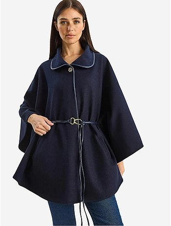 Manteau oversize en laine mélangée texturée à col veste lucci